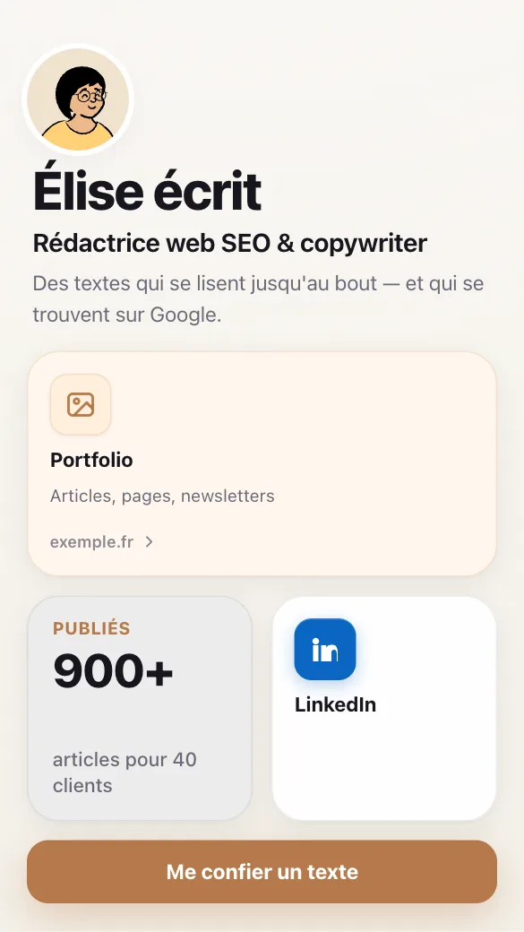 Aperçu du modèle Rédactrice web