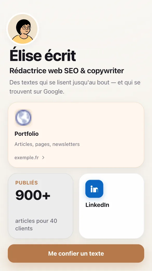 Aperçu du modèle Rédactrice web