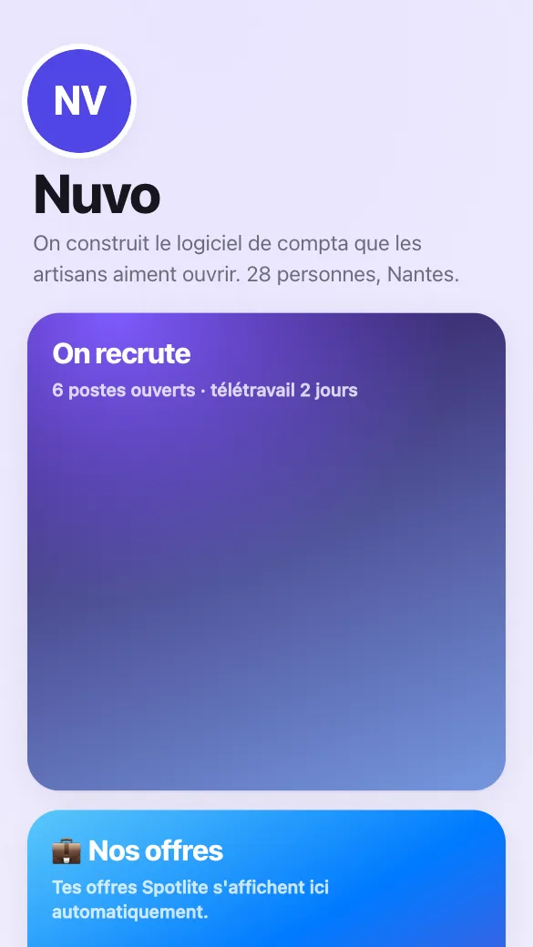 Aperçu du modèle Startup qui recrute