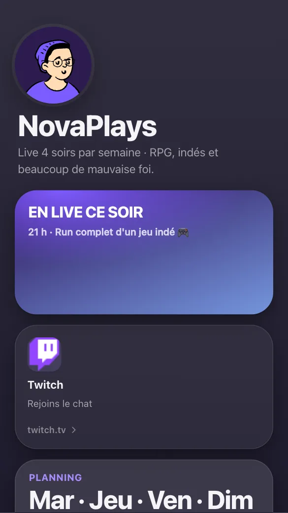 Aperçu du modèle Streamer