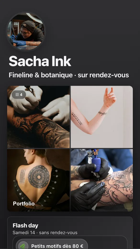 Aperçu du modèle Tatoueuse