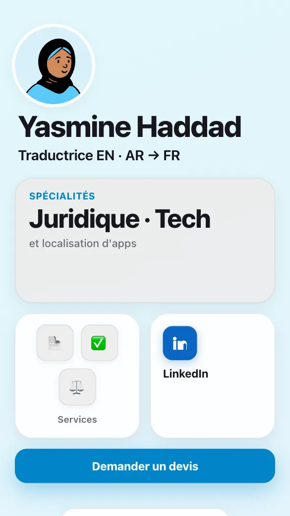 Aperçu du modèle Traductrice
