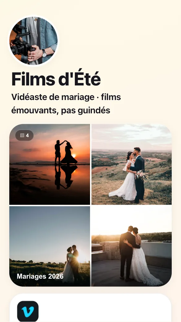 Aperçu du modèle Vidéaste de mariage