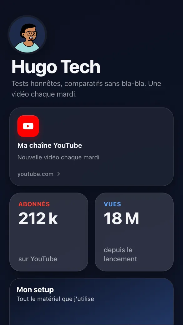 Aperçu du modèle YouTubeur tech
